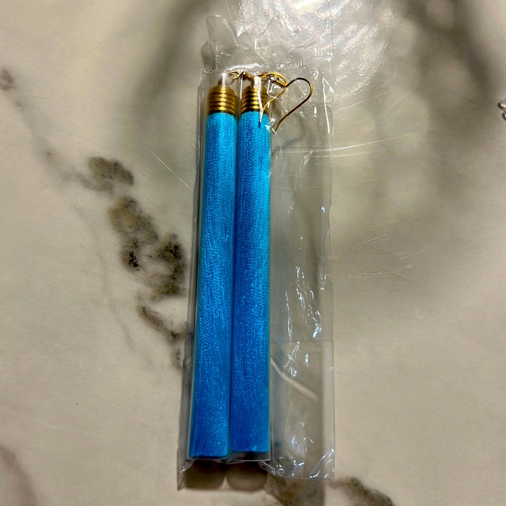 Teal Tassle Earrings NWOT